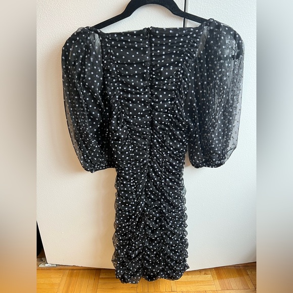Zara BLACK WITH WHITE POLKA DOTS MINI DRESS - Picture 5 of 5